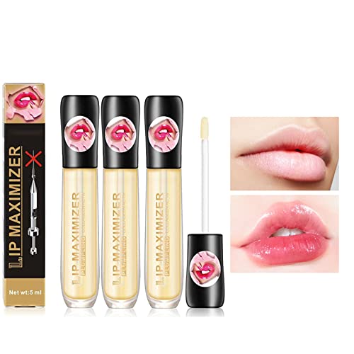 Cozzo Lip Plumper with Vitamin E & Hyaluronic Acid - Instant Lip Filler Serum for Moisturizing, Wrinkle Reduction & Plump Glossy Lips (3 Pack) | Perfect for Daily Hydration, Night Care & Makeup Prep