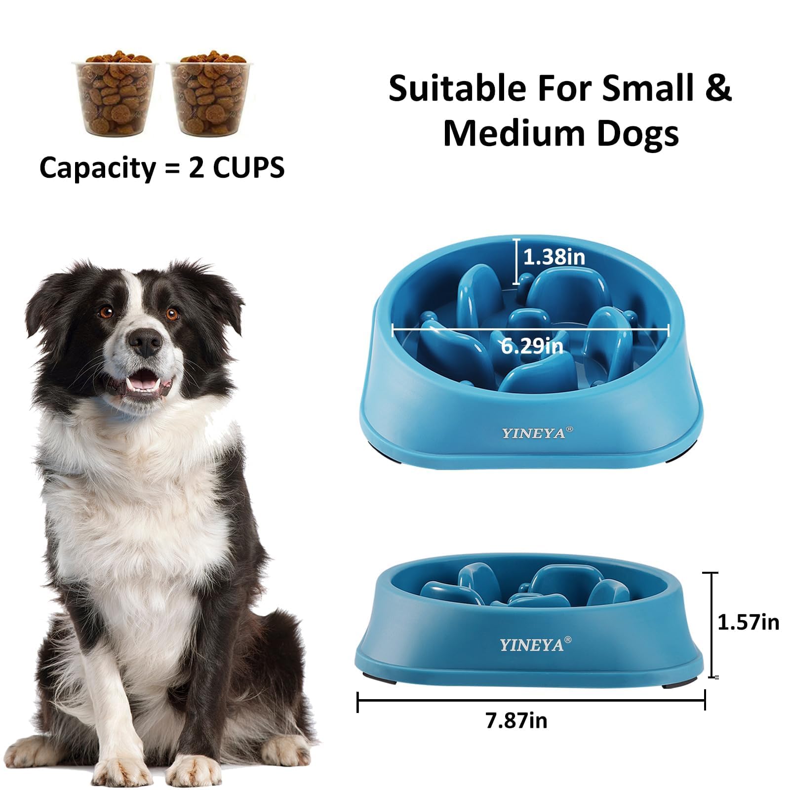 YINEYA Slow Feeder Dog Bowl - Non-Slip Maze Puzzle Feeder for Medium Dogs - Helps Prevent Bloat & Improve Digestion - Perfect for Fast Eaters & Mealtime Enrichment - Great for Labs, Goldens & Other Medium Breeds