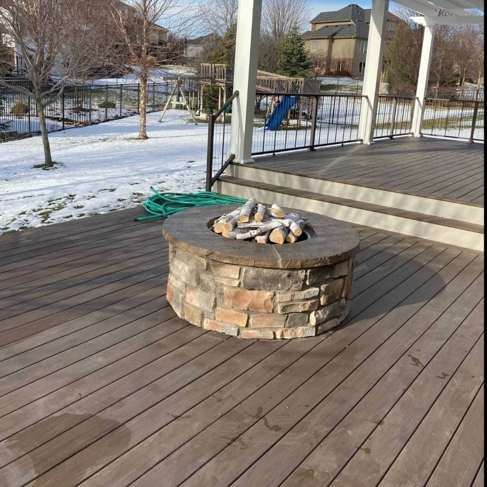 Grand Canyon Outdoor Round Flat Stack Gas Log Burner - Natural Gas Fire Pit for Patio, Backyard, and Camping - Durable Stainless Steel Fireplace with Realistic Wood Flame Effect - Perfect for Outdoor Gatherings and Relaxation