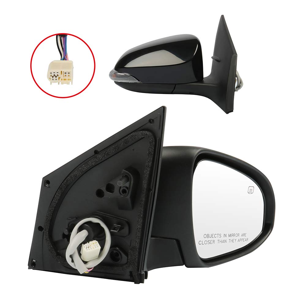 CCiyu Power Heated Manual Folding Right Side Mirror for 2014 Toyota Corolla - Exterior Passenger Mirror with Turn Signal & Adjustable Glass - Perfect for Winter Driving & Enhanced Safety
