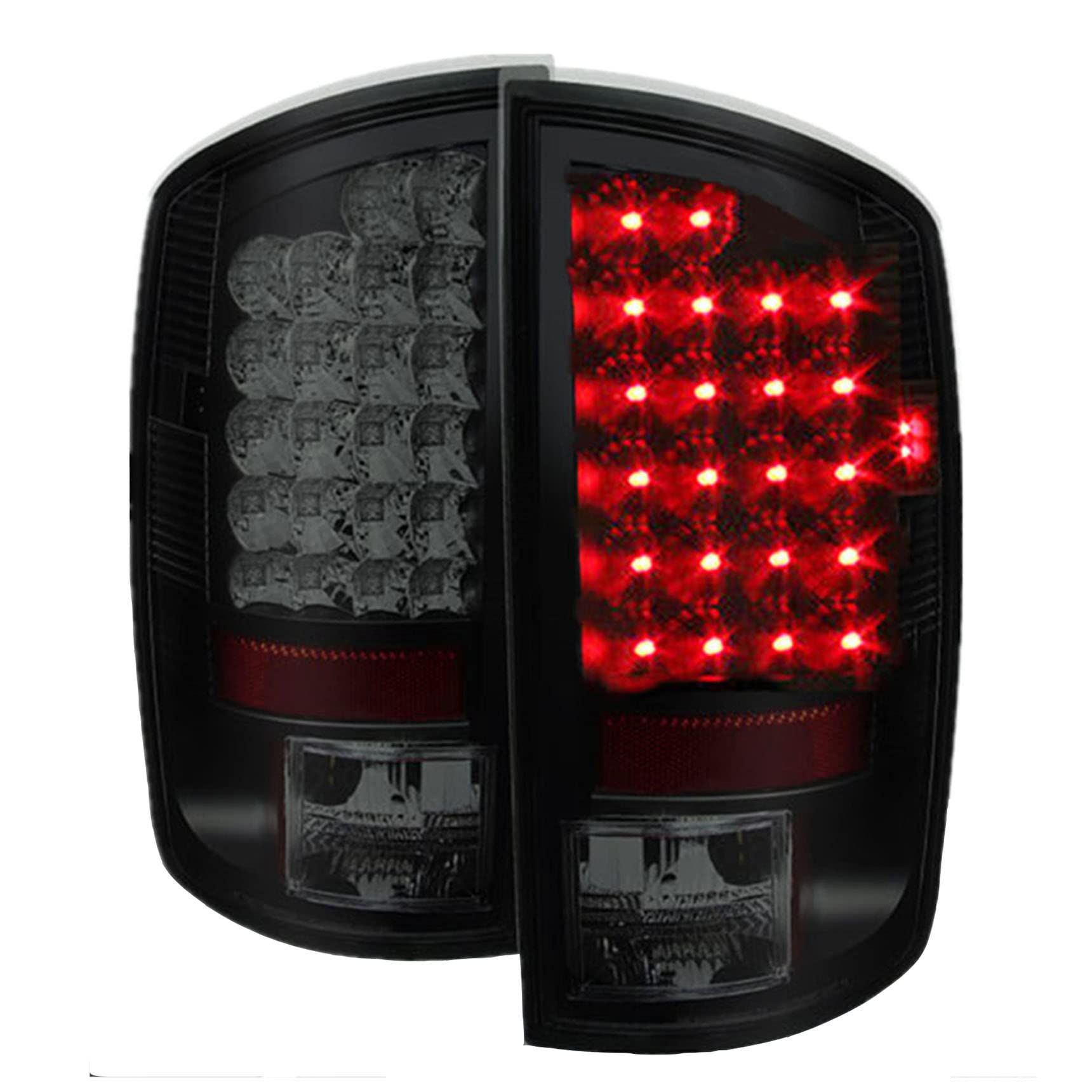 Black LED Tail Lights Brake Lamps Assembly Replacement for 2002-2006 Dodge Ram 1500 2500 3500 - Driver & Passenger Side - Durable & Bright LED Lights for Enhanced Night Visibility & Safety