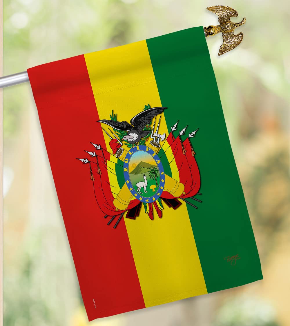 Bolivia National Flag Set 28x40in w/Pole - Home & Garden Decor