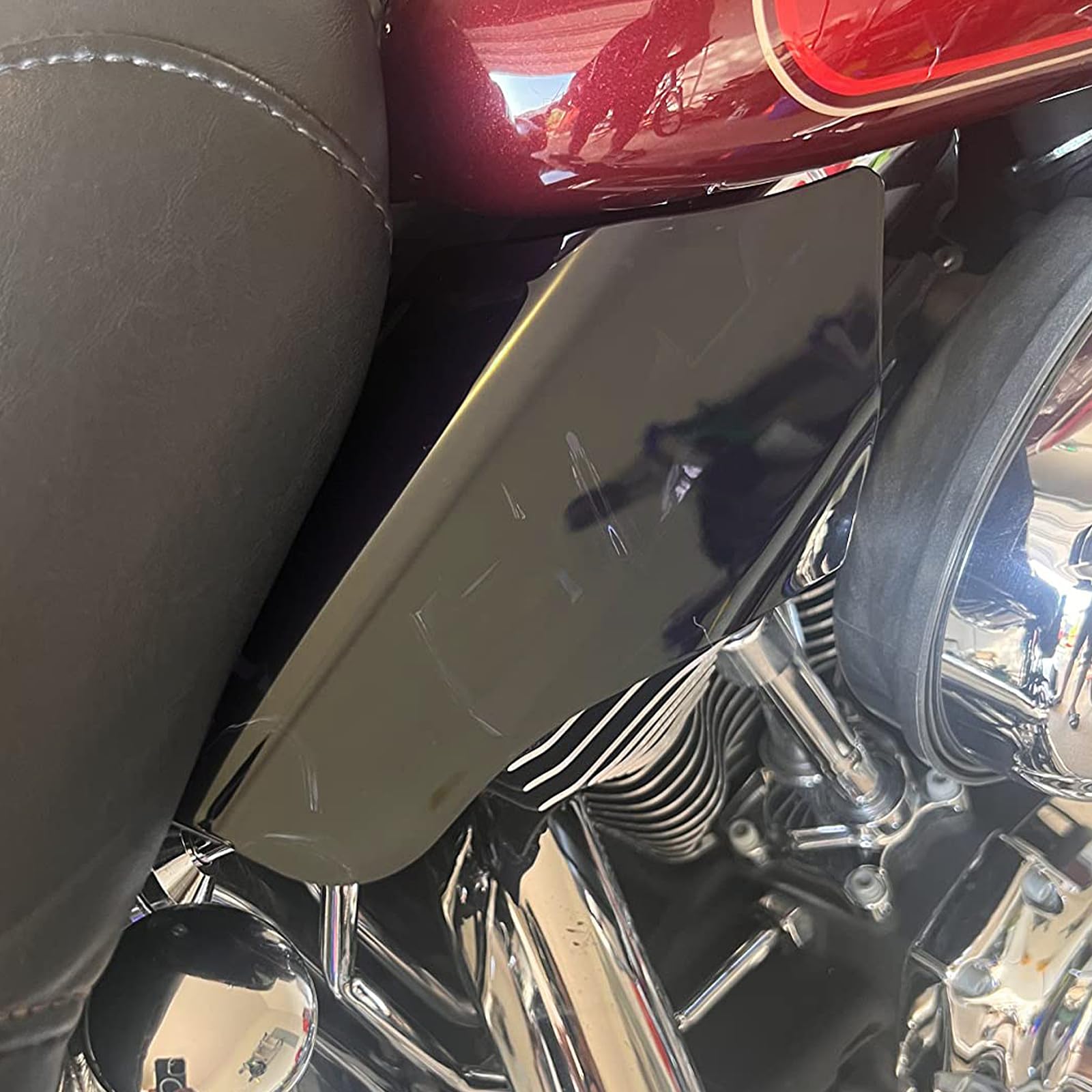 Harley Softail FLS FXS Motorcycle Air Deflector (2000-2017) - Smoke Reflective Saddle Shields & Heat Deflector for Wind Protection | Perfect for Long Rides & Hot Weather Commuting