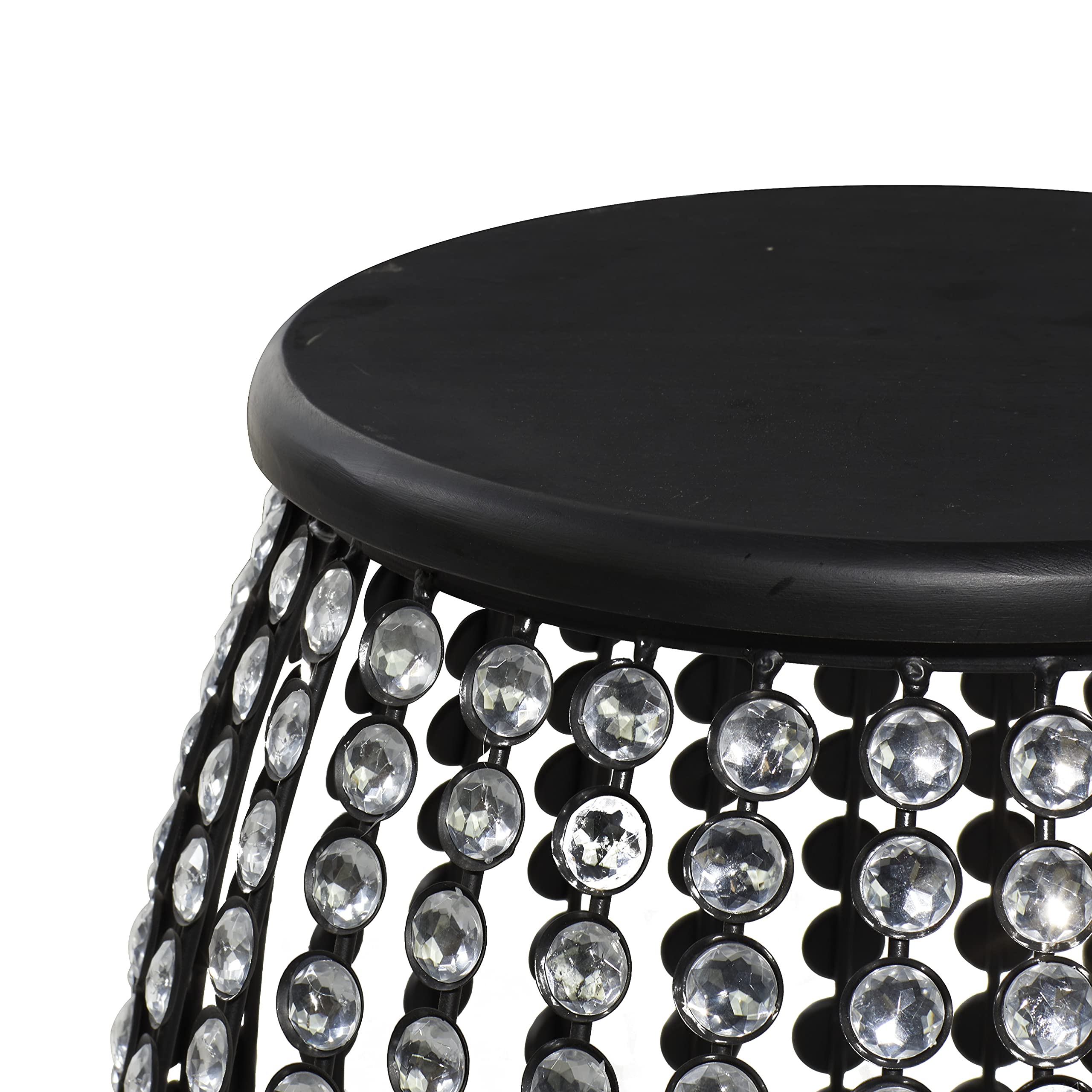 Deco 79 Modern Black Metal Side Table with Crystal Accents - 16