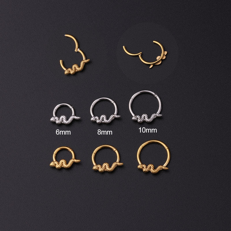 16G Snake Hoop Nose Ring - Stainless Steel Animal Piercing Jewelry for Women & Men | Perfect for Gothic, Punk, and Body Modification Styles | HSPJ338
