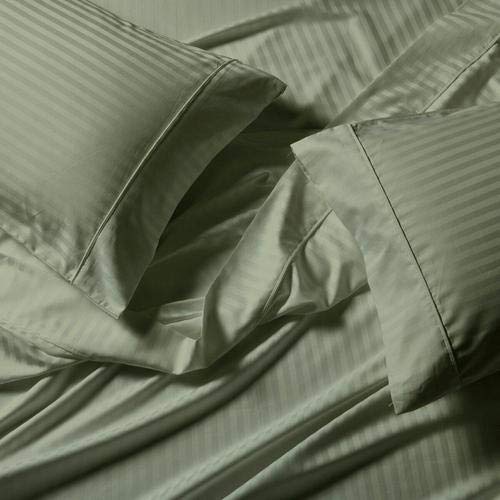 Premium 650 Thread Count Queen Size Striped Sheet Set - Soft & Breathable Easy Care Bedding for Ultimate Comfort - Perfect for Home, Hotel, and Guest Room Use