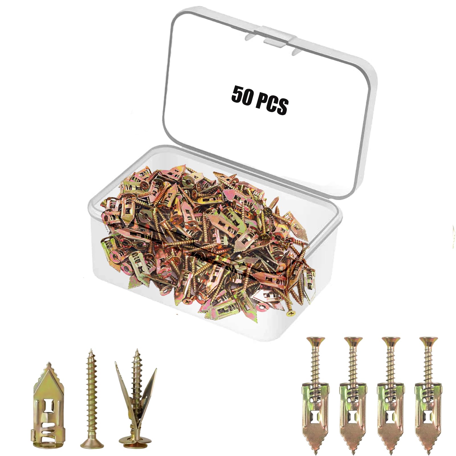 50 PCS Self Drilling Drywall Anchors with Screws Kit - Heavy Duty 0.47x1.18