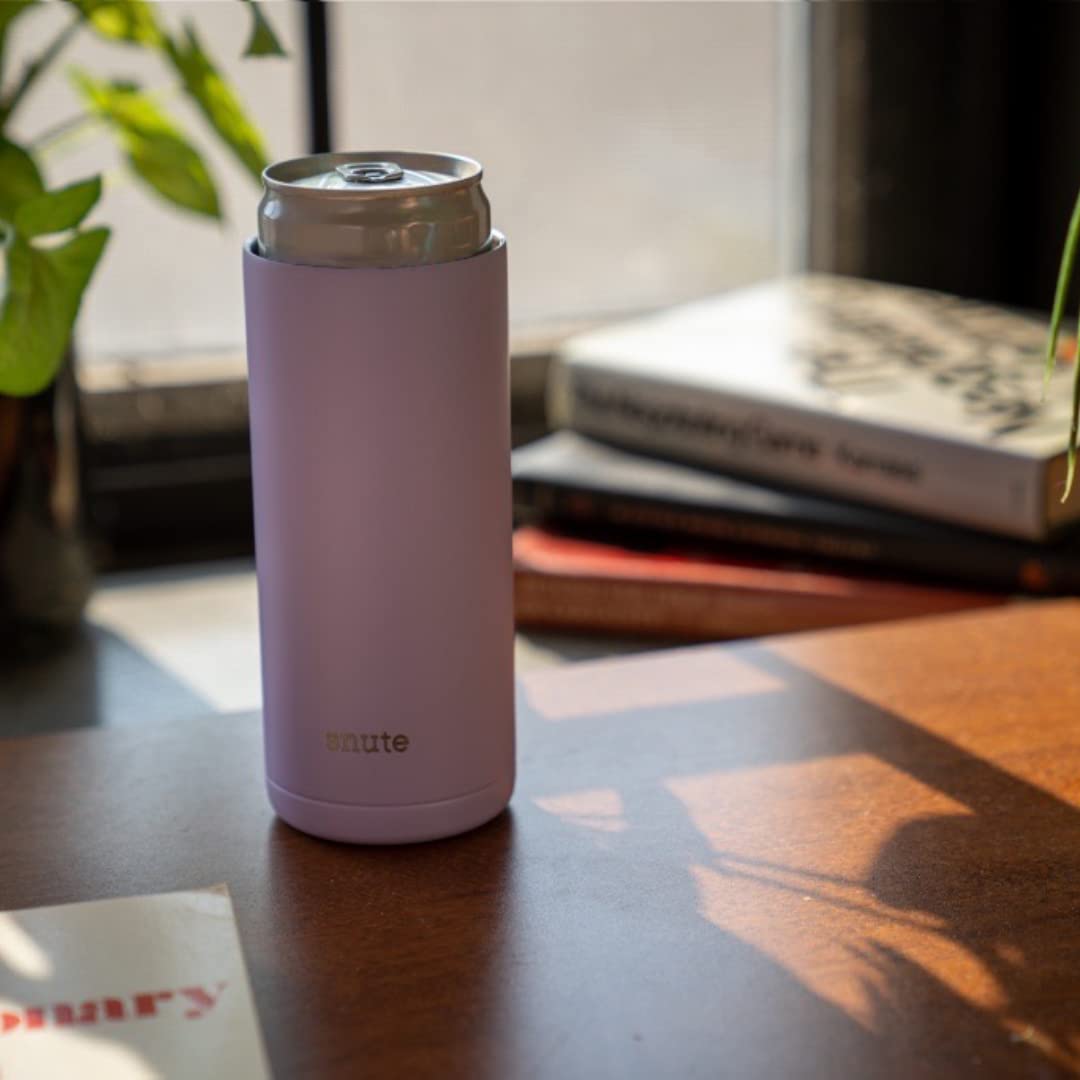 2-in-1 Slim Can Cooler & Tumbler | Stainless Steel Insulated Beverage Holder for 12oz Cans - Keeps Beer, Soda, Hard Seltzer & Energy Drinks Cold | Perfect for Pool Parties, BBQs, Camping & Outdoor Activities (Lavender)
