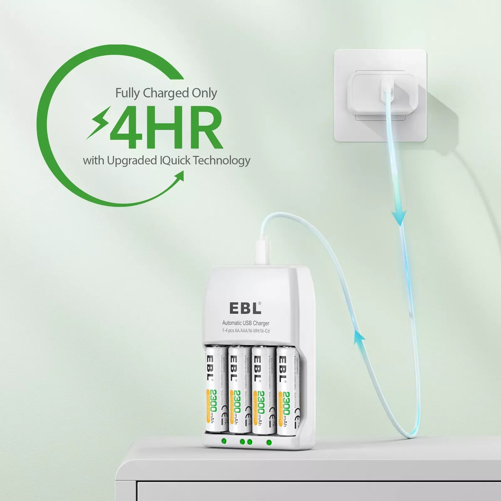 EBL NiMH & Lithium Rechargeable Battery Charger - Fast Charging for AA AAA Batteries | Perfect for Cameras, Toys, Flashlights & Electronics