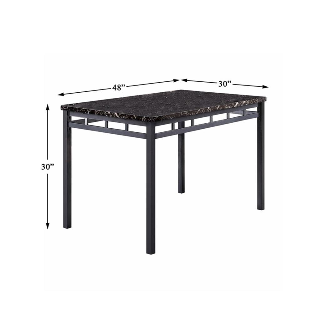 Homelegance 5-Piece Black Dining Table Set for 4 with Metal Frame Chairs & Faux Leather Seats - Perfect for Kitchen, Breakfast Nook, Small Spaces & Compact Dining Areas - Regular Height Dining Room Furniture Set