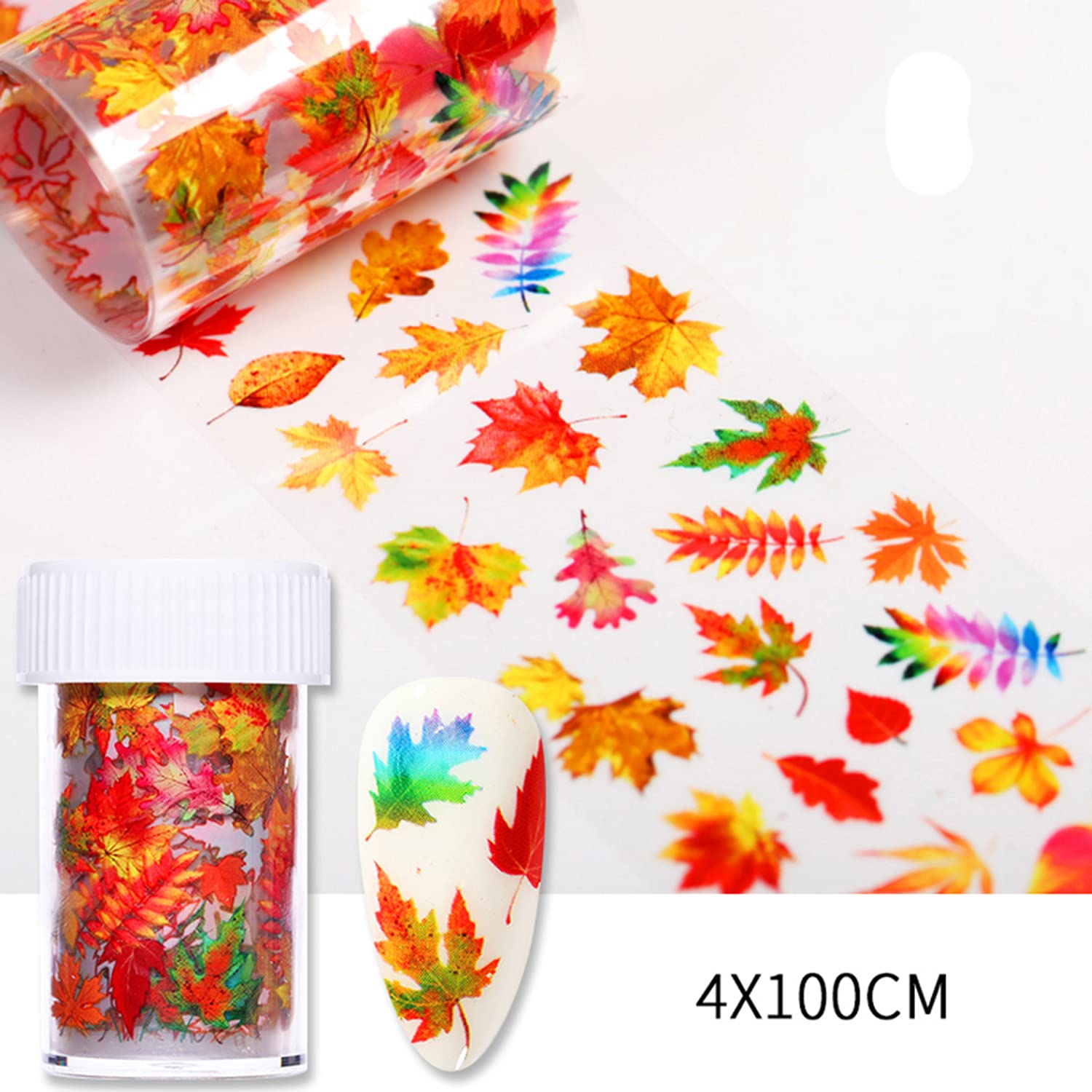 Autumn Maple Leaf Nail Foil Transfer Stickers - 2 Pack Fall Nail Art Designs for Women | Thanksgiving Nail Decals & DIY Nail Decorations | Perfect for Halloween, Thanksgiving Parties and Seasonal Nail Art