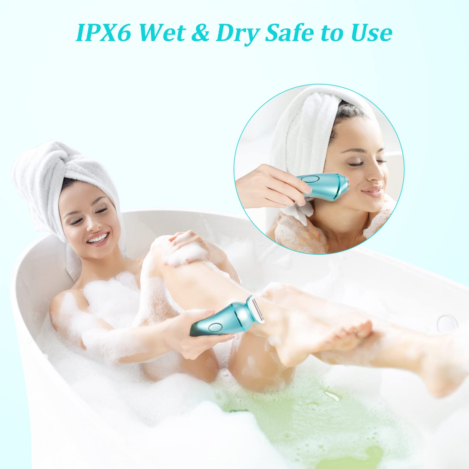 YHC 3-in-1 Epilator for Women - Electric Facial & Body Hair Remover, Wet & Dry Shaver for Legs, Arms & Bikini Line, Cordless Waterproof USB Rechargeable Epilation Device (Blue) | Perfect for Travel, Gym & Home Hair Removal