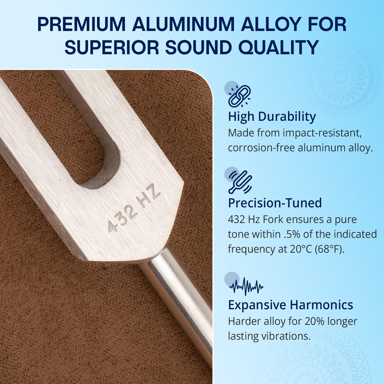 432 Hz Healing Tuning Forks Set - Premium Aluminum Alloy Sound Therapy Tools for Chakra Balancing, Reiki, Yoga & Energy Work - Made in USA - Perfect for Meditation, Sound Baths & Holistic Wellness Practices