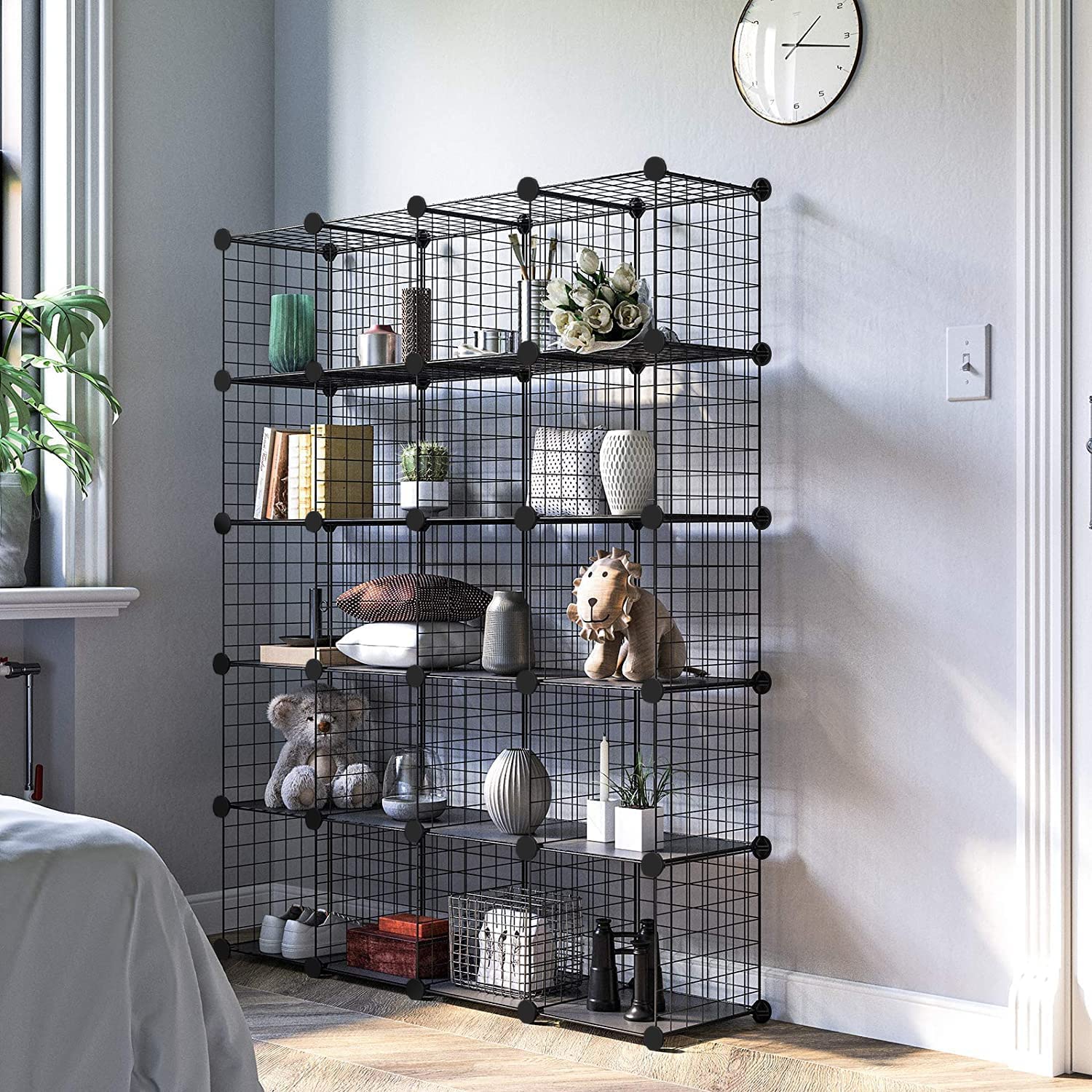 TUMUCUTE 25-Cube Wire Storage Organizer - Stackable Metal Shelves for Closet, Bedroom, Living Room & Office - Modular Bookshelf & Storage Solution for Home Organization (Perfect for Toys, Books, Shoes & Wardrobe)