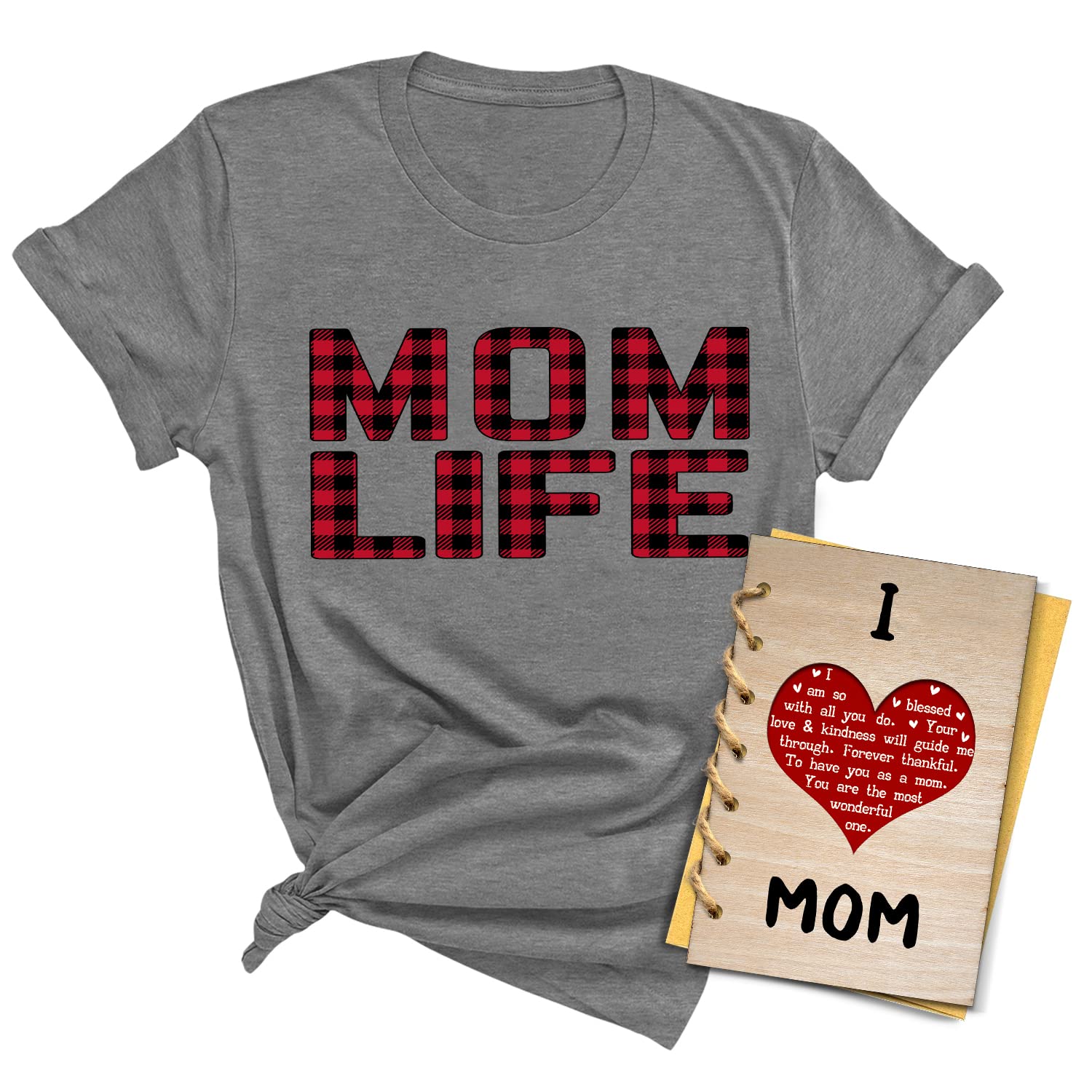 Best Mom Ever T-Shirt & Wooden Greeting Card Gift Set - Thoughtful Mother's Day Present from Son - Perfect for Birthday, Anniversary & Special Occasions