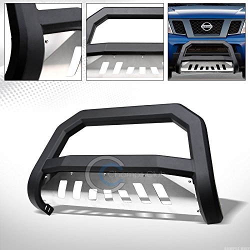 **Matte Black Bull Bar & Skid Plate - Heavy Duty Bumper Guard for 2005-2016 Nissan Frontier & Xterra | Off-Road Protection & Style**    *Use Case: Enhances vehicle protection during off-road adventures while adding a rugged, stylish look to your Nissan Frontier or Xterra.*