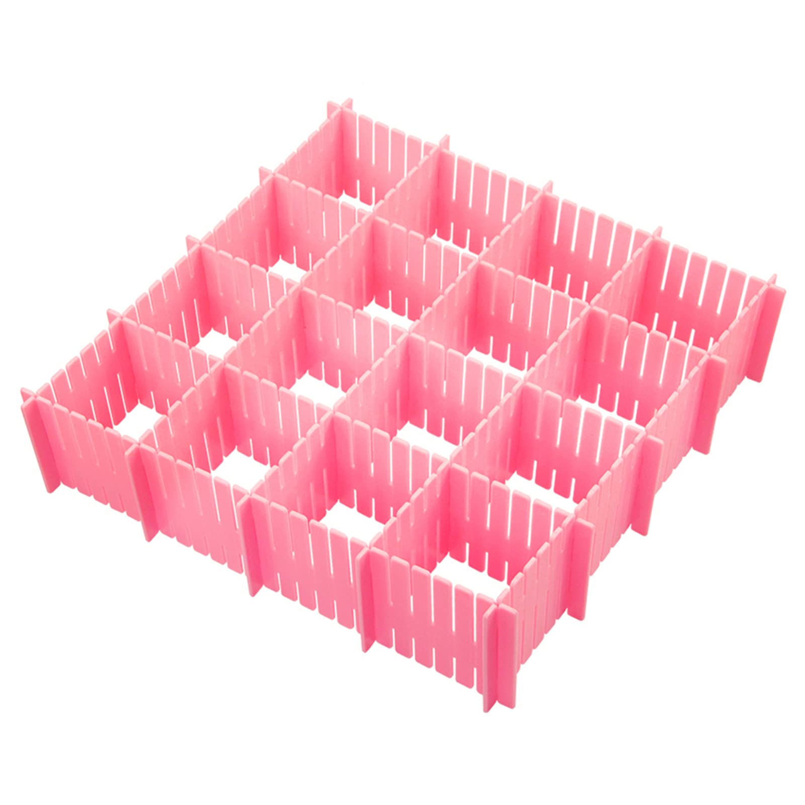 10 Pack Adjustable Plastic Drawer Dividers - Organizer for Socks, Underwear, Makeup & Kitchen Utensils | Space-Saving Storage Solution for Dressers, Closets & Cabinets (Pink)