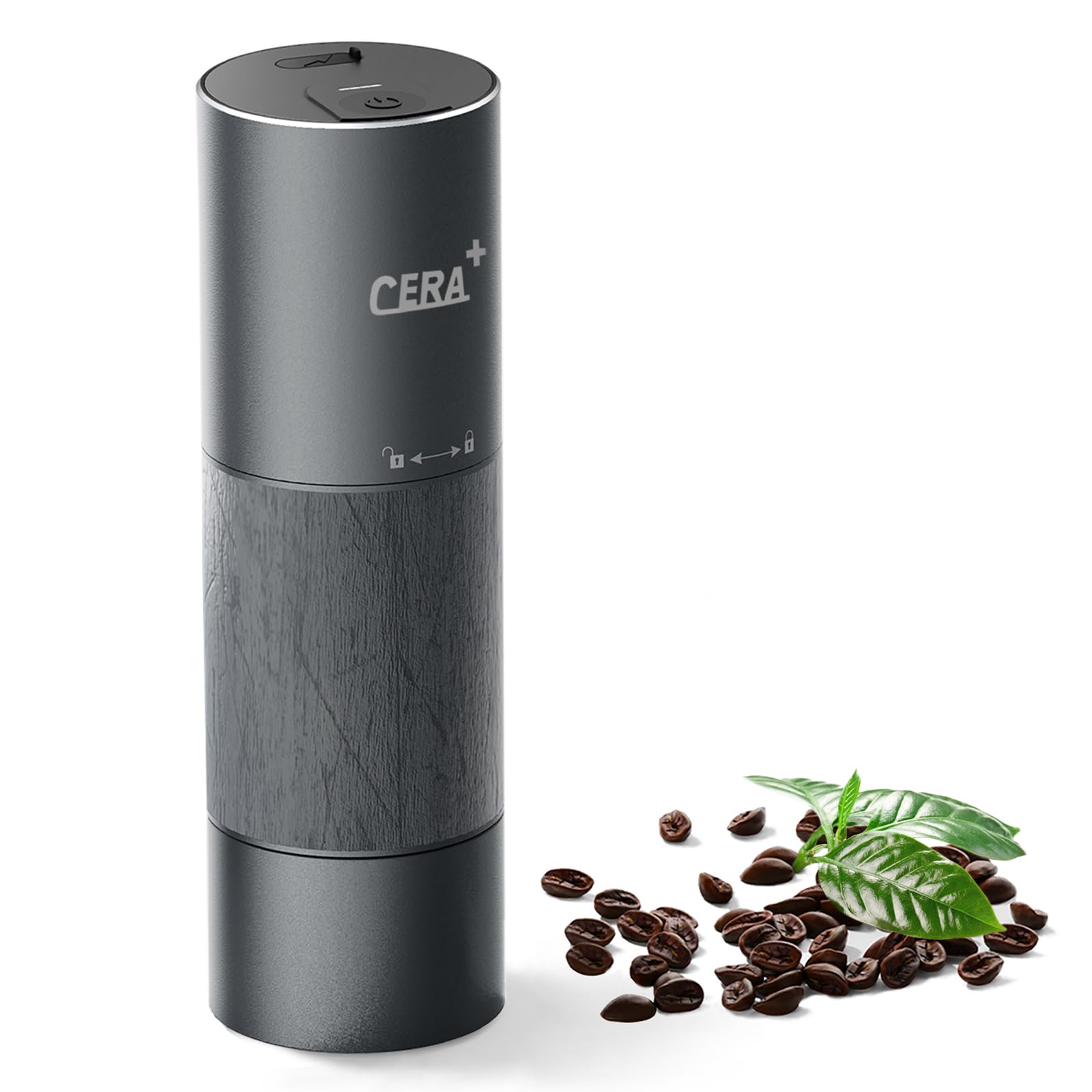Premium CERA+ Electric Burr Coffee Grinder - Professional Espresso Grinder for Home, Travel & Camping | Portable Coffee Bean Grinder with Adjustable Settings | Perfect for Espresso, French Press & Drip Coffee (Grey)