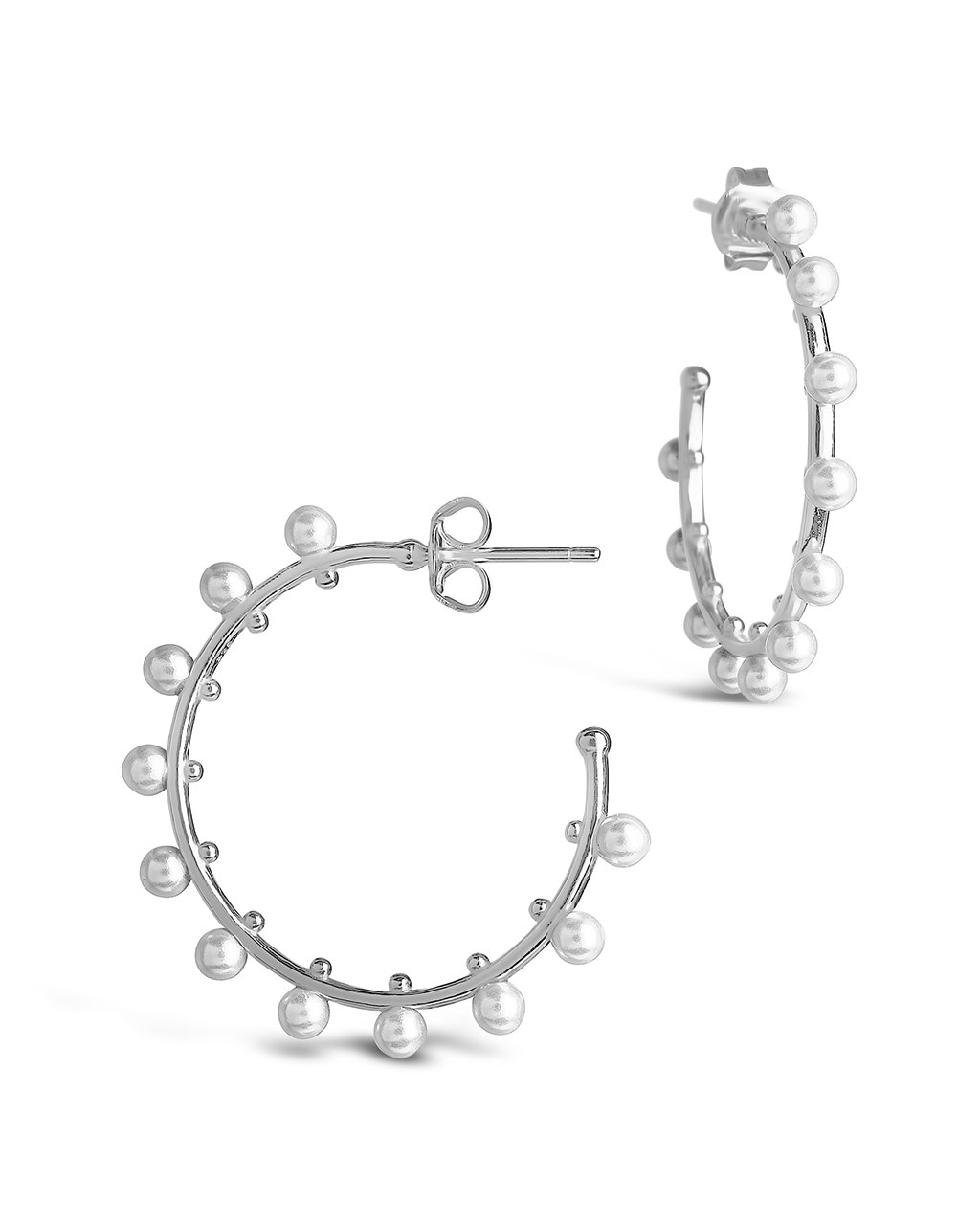 925 Sterling Silver Pearl Studded Hoop Earrings for Women - Elegant & Timeless Jewelry for Everyday Wear, Parties & Special Occasions