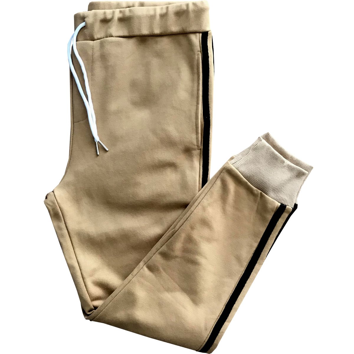 Kings Of NY Men's 2 Stripe Cotton Skinny Fit Jogger Sweatpants - Comfortable Casual Lounge Pants for Gym, Running, and Everyday Wear