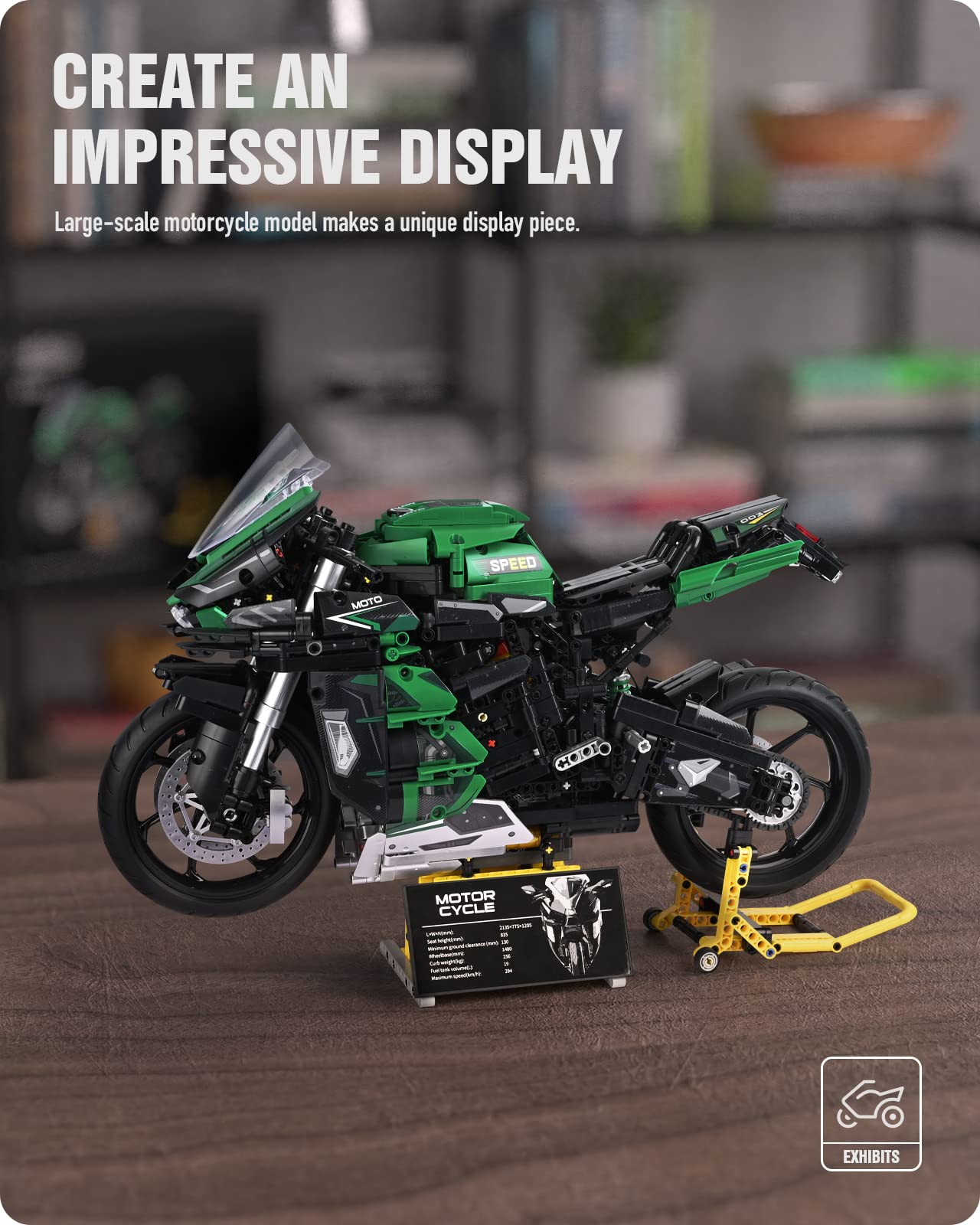 Nifeliz H2 Motorcycle Model Kit - 2088 PCS Adult Building Set for Home Display & Gift
