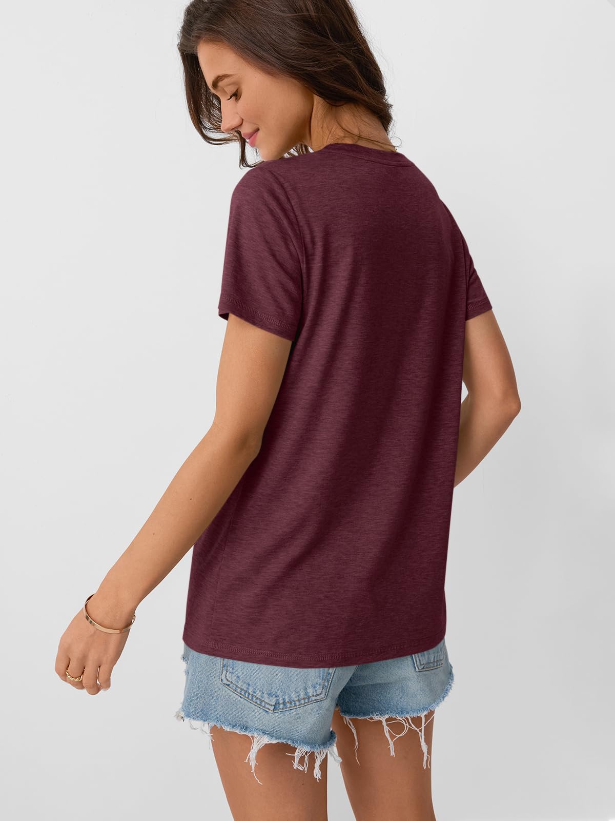 AUTOMET Women's Summer Tops - Breathable Workout Shirts, Beach Vacation Outfits & Business Casual T-Shirts | Trendy Spring Clothes 2025 | Perfect for Gym, Office & Travel