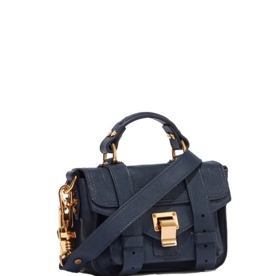 PS1 Micro Lux Crossbody Bag in Midnight Blue & Brass - Stylish & Compact for Everyday Use, Work, and Travel