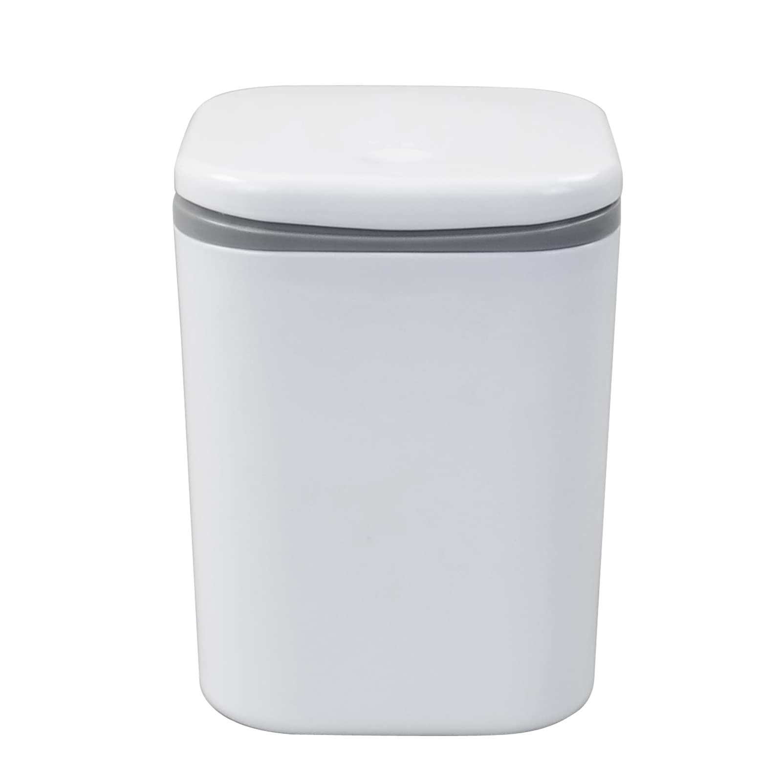 Vababa 2 Liter / 0.5 Gallon Small Trash Can with Push Button Lid - Compact Mini Garbage Bin for Bathroom, Office, or Bedroom - White
