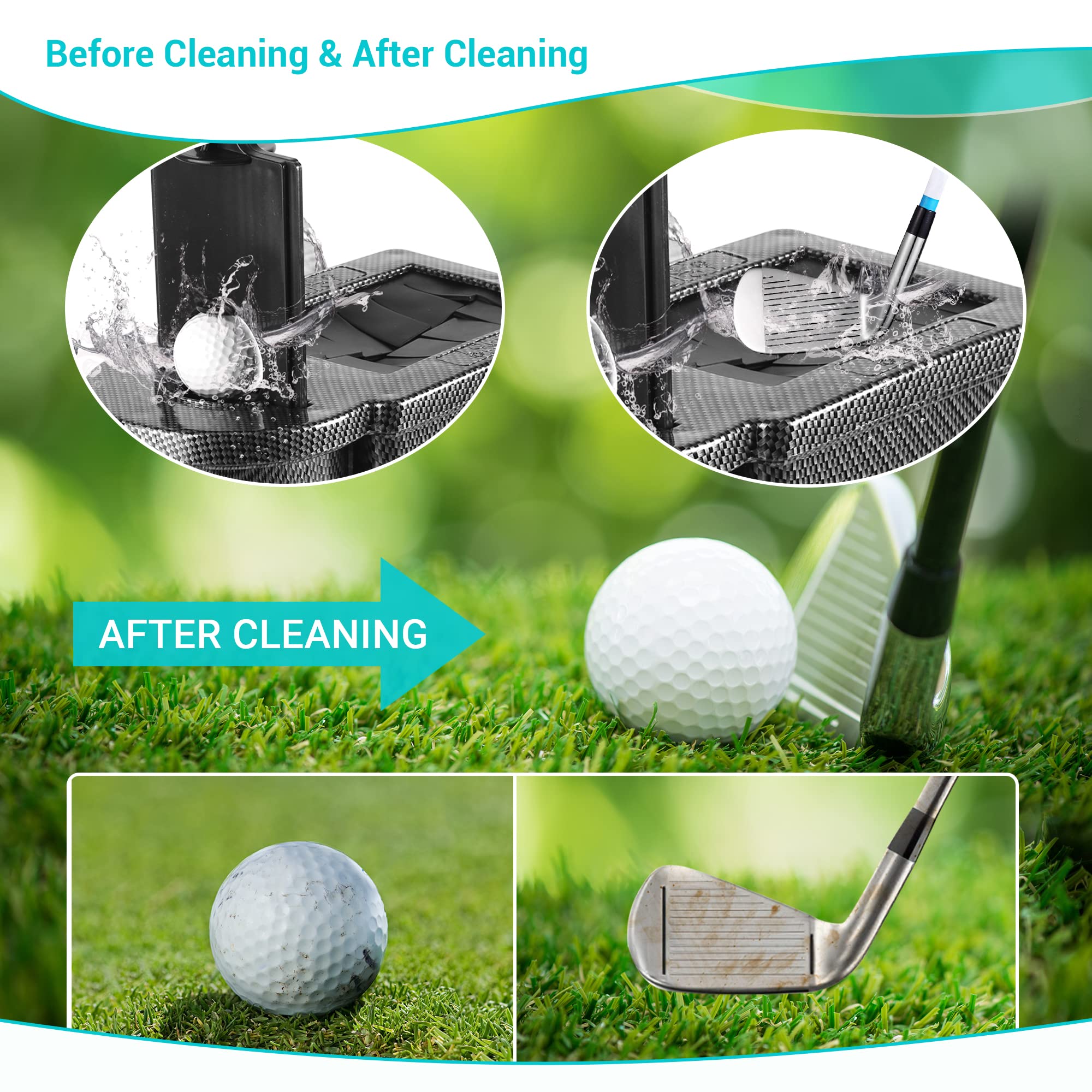 10L Golf Cart Ball Washer & Club Cleaner Kit - Detachable Golf Club Head Cleaner for EZGO Club Car Yamaha (Black) | Perfect for On-Course Cleaning & Golf Cart Maintenance