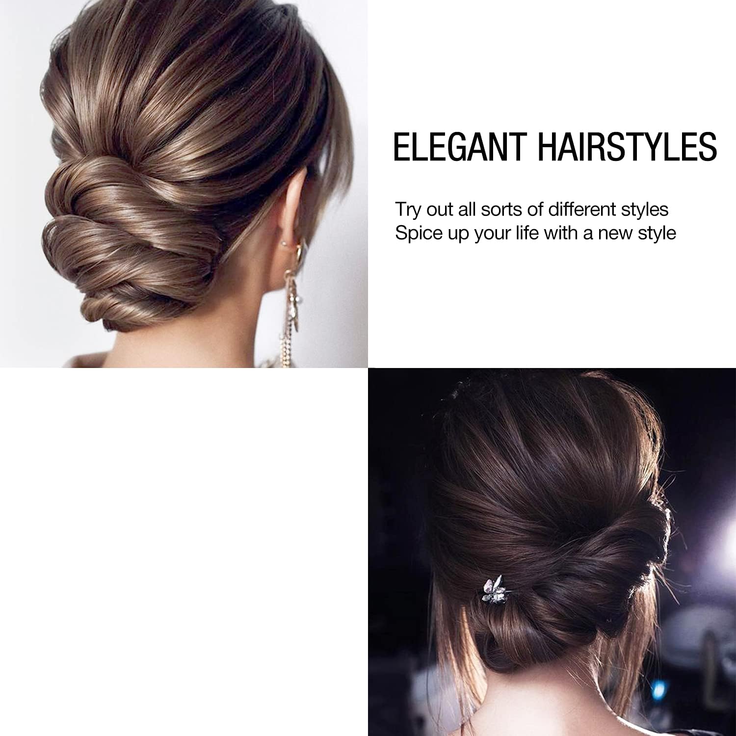 Nyamah U-Shaped Hair Pins for Women & Kids - 8cm, 7cm, 6cm, 5cm (96pc Each) - Strong Hold Bobby Pins & Bun Pins for Hair Styling, Salon Use, Wedding, Prom & Everyday Hairstyles