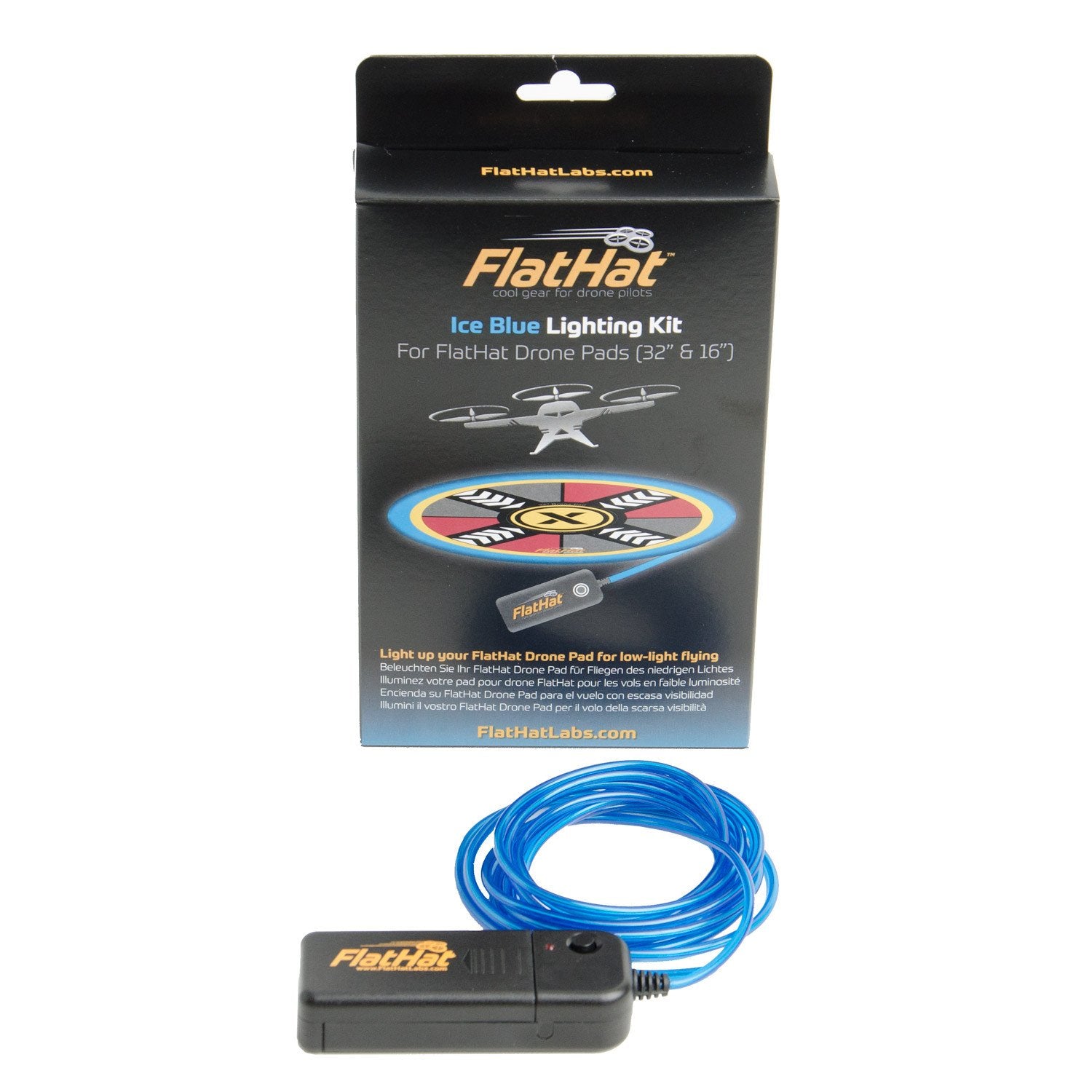 FlatHat LED Lighting Kit for Collapsible Drone Landing Pads - Ice Blue Glow for Night Flying & Aerial Photography