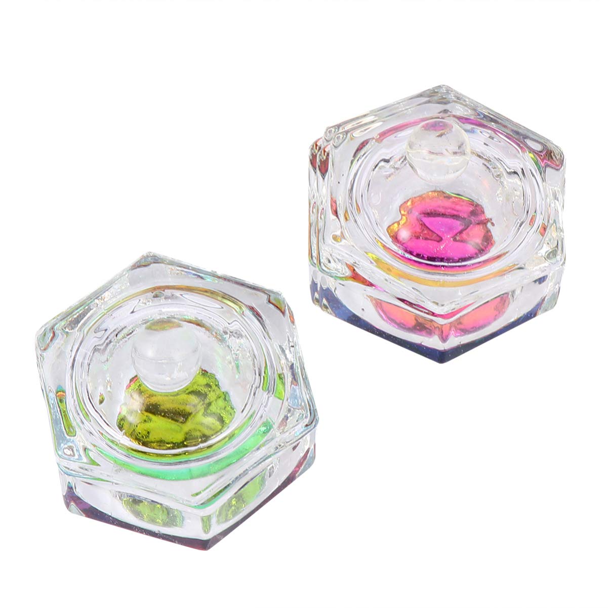 2PCS Crystal Clear Acrylic Dappen Dish for Nail Art - Liquid Glass Nail Polish Mixing Cup with Non-Slip Base - Perfect for Salon, DIY Manicure & Nail Extension Designs