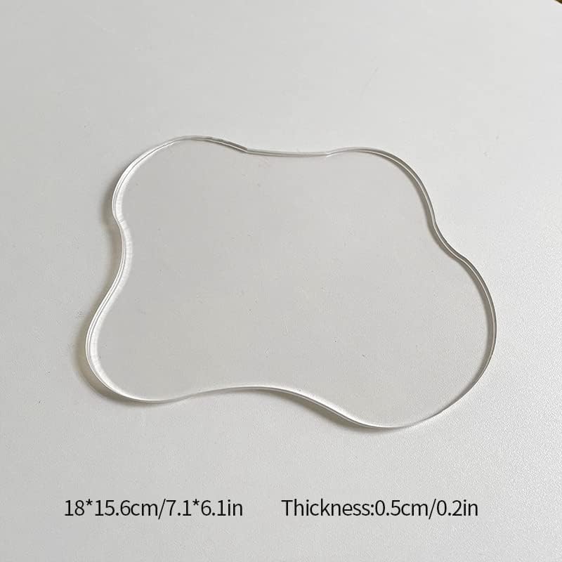 Set of 2 Clear Acrylic Cup Coasters, Modern Irregular Drink Coasters for Dining Room, Living Room, Patio, Coffee Table, Bar, Office, and Kitchen Use