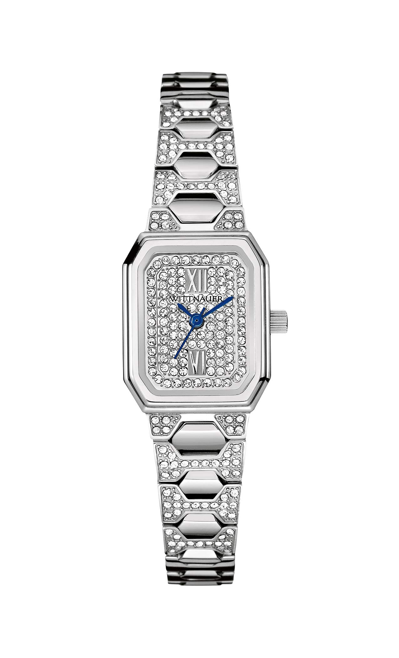 Wittnauer WN4053 Mini Crystal Rectangular Stainless Steel Watch for Women - Elegant Dress Watch for Business, Party & Special Occasions