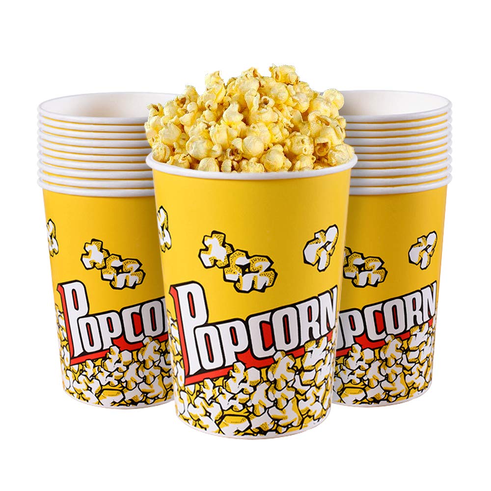 MyLifeUNIT 32oz Popcorn Boxes - 20 Pack Bulk Paper Popcorn Containers for Movie Theater, Party Supplies, Carnival & Concessions | Perfect for Movie Nights, Birthday Parties, School Events and Fundraisers