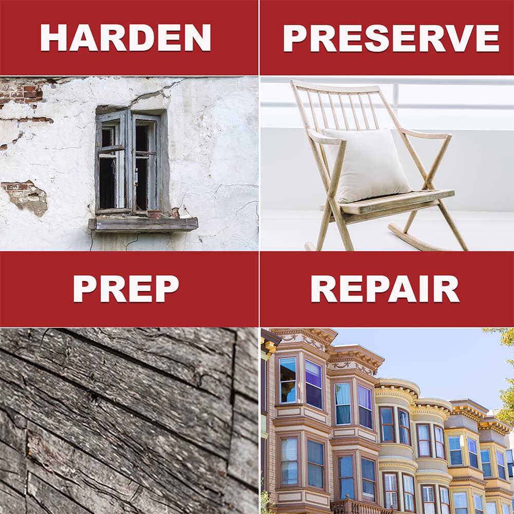 PC-Products Wood Repair Epoxy Paste & Wood Hardener Kit - PC-Woody 24oz & PC-Petrifier 32oz for Furniture Restoration, Deck Repair & DIY Wood Projects