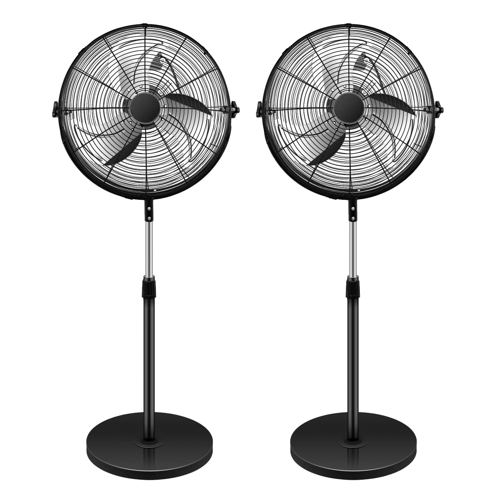Simple Deluxe 18 Inch High Velocity Pedestal Standing Fan - Heavy Duty Metal Industrial Fan for Commercial, Residential & Greenhouse Use - 2 Pack Black - Perfect for Warehouses, Offices, Homes & Indoor Gardening