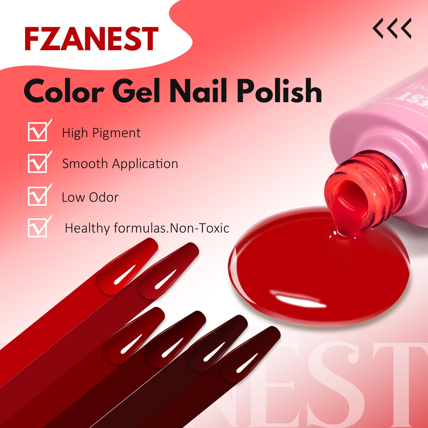 FZANEST Dark Red Gel Nail Polish Set - Rubber Blood Cherry Red Soak Off UV LED Nail Polish Kit for Fall Winter | DIY Manicure at Home & Professional Nail Salon Use | Perfect for Parties, Weddings, Holidays and Special Occasions