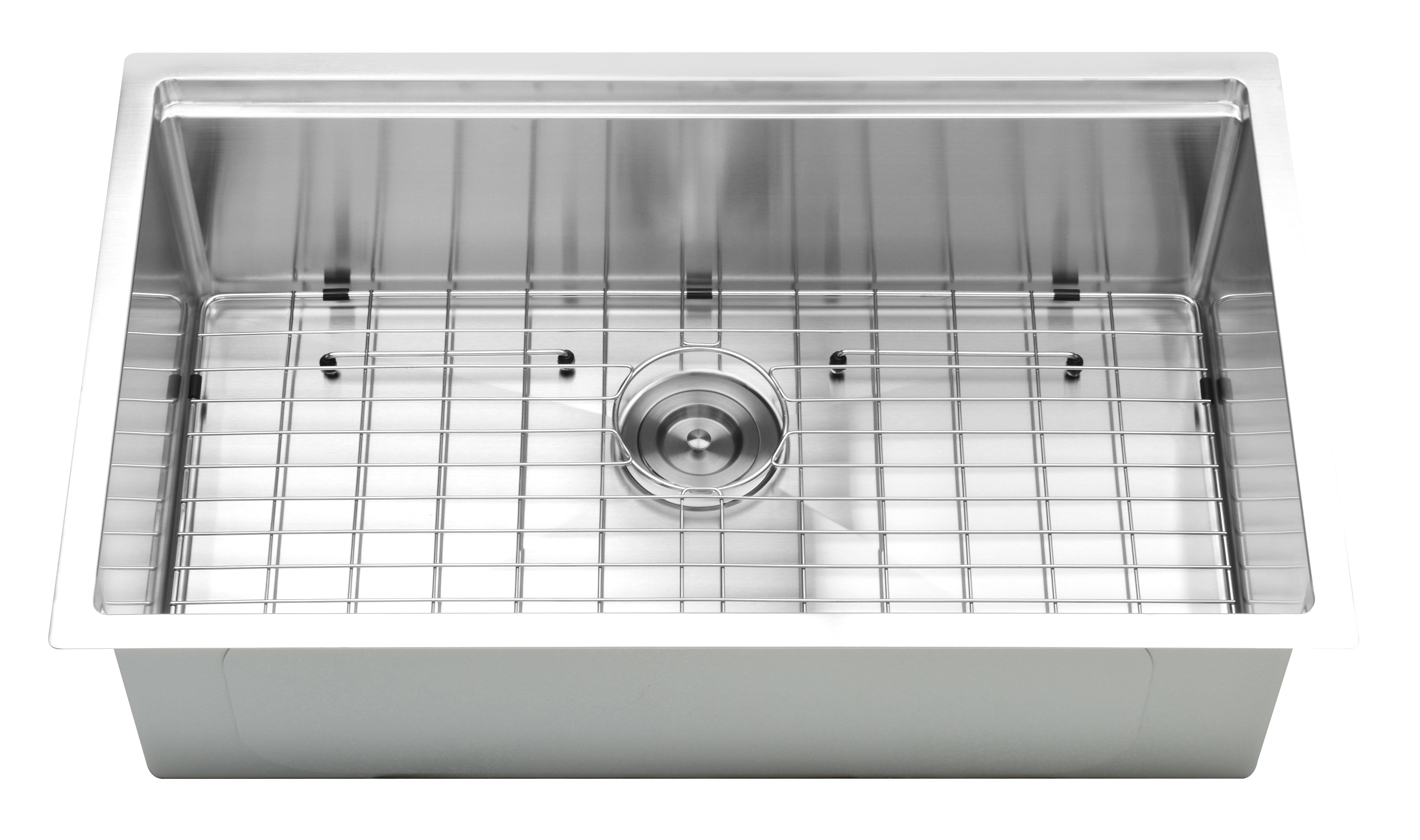 Prestige Series 32-Inch Undermount Single Bowl Handmade Stainless Steel Kitchen Sink with Drainboard - Perfect for Modern Farmhouse & Contemporary Kitchen Designs