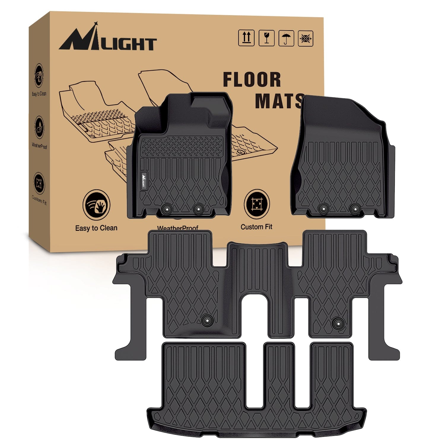 Premium All-Weather TPE Floor Mats for Nissan Pathfinder 2013-2020 - Custom Fit Car Mats for SUV, Truck & Off-Road Protection - Durable, Non-Slip & Easy to Clean Interior Accessories for Family, Commuting & Adventure Trips
