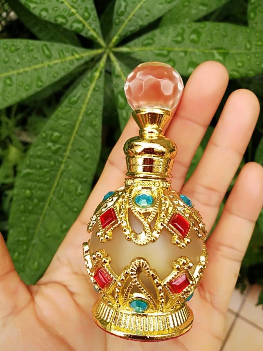 Shenzhao 15ml Refillable Empty Perfume Bottle - Round Diamond Design for Perfume & Essential Oils (Gold) | Travel, Gift & Home Fragrance Accessory
