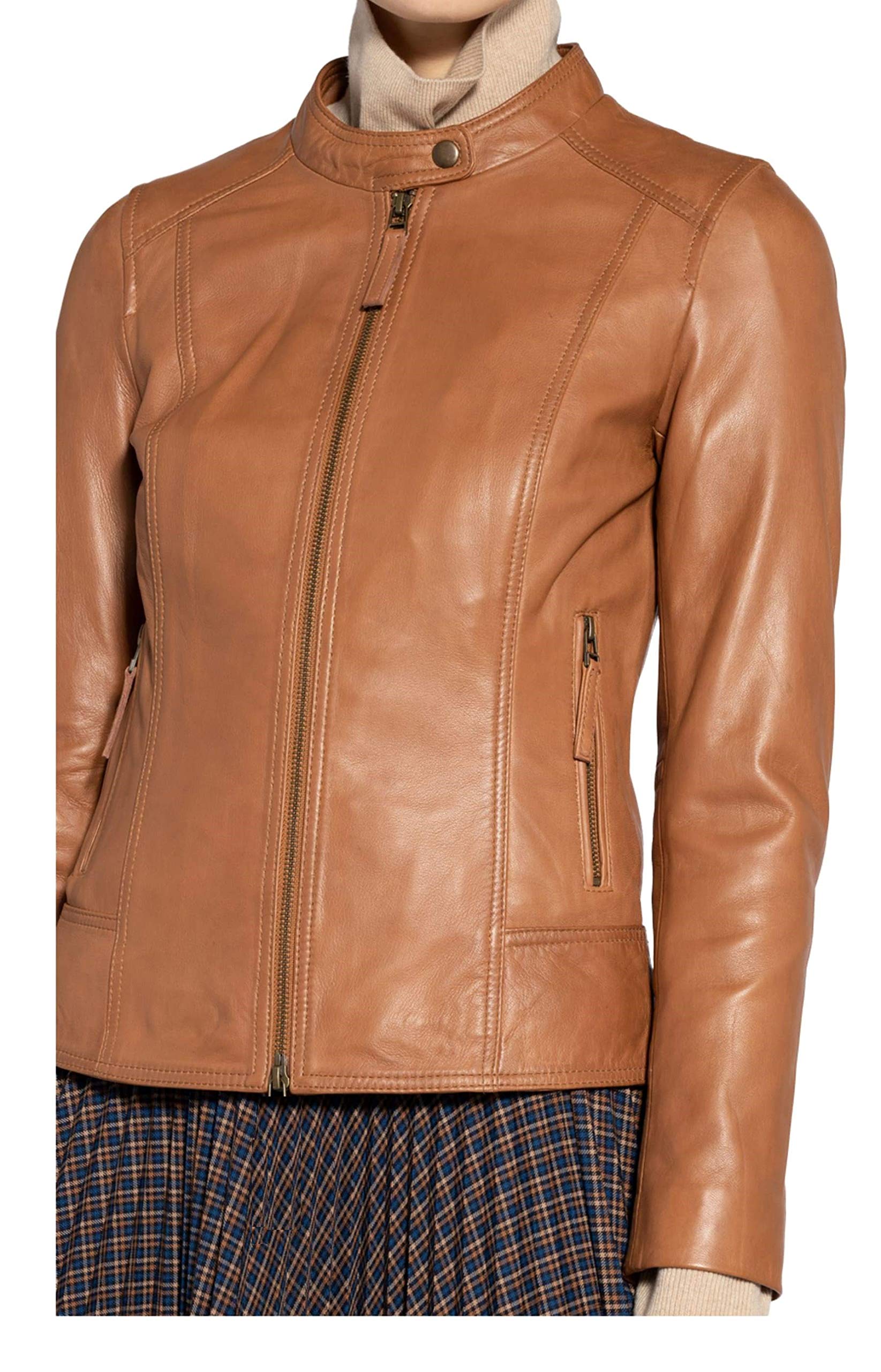 KYZER KRAFT Women's Genuine Lambskin Leather Bomber Jacket - Stylish Motorcycle Biker Jacket for Women | Perfect for Riding, Casual Outfits & Night Out