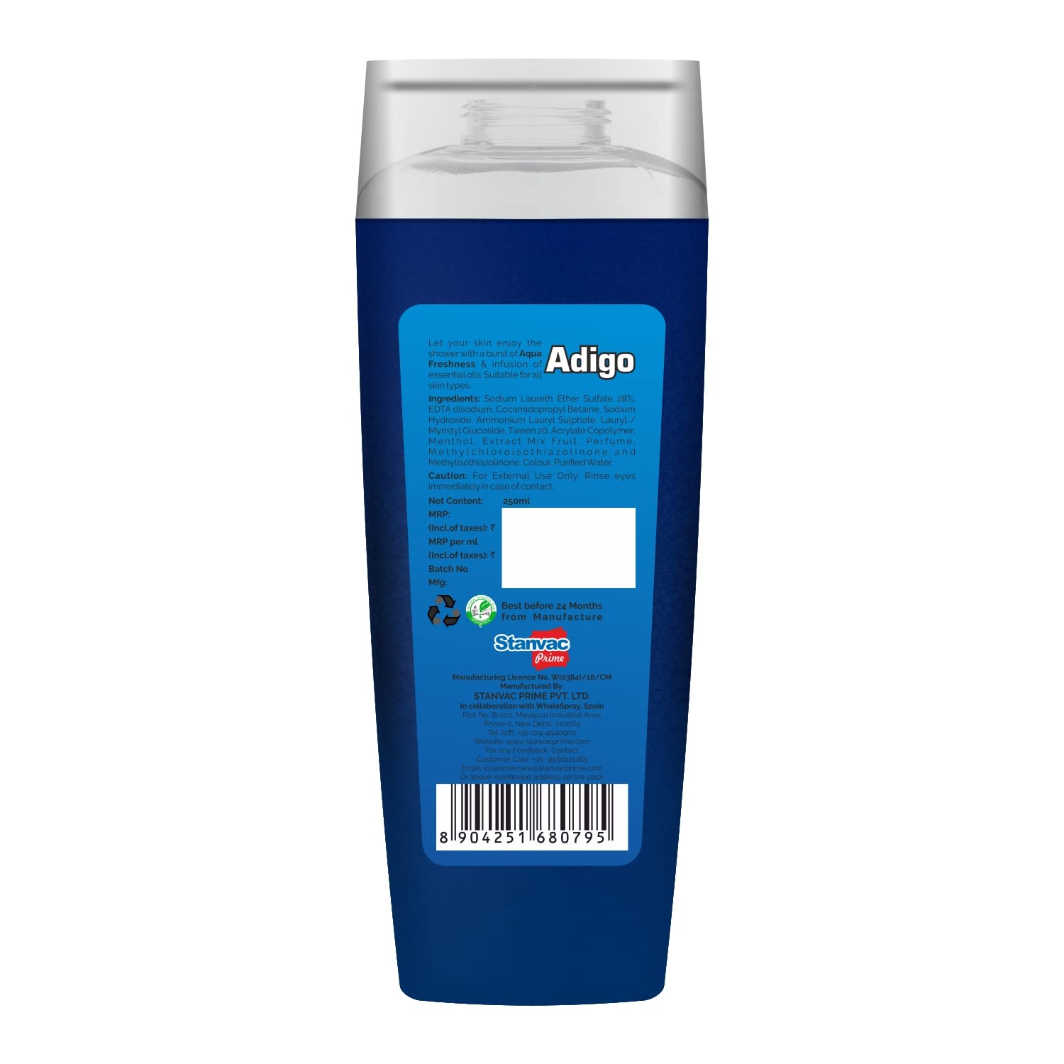 Adigo Shower Gel - Refreshing Body Wash with Essential Oils, Moisturizing Formula & Odor Control - 250ml (Pack of 3) for Daily Hydration & Relaxing Bath Experience