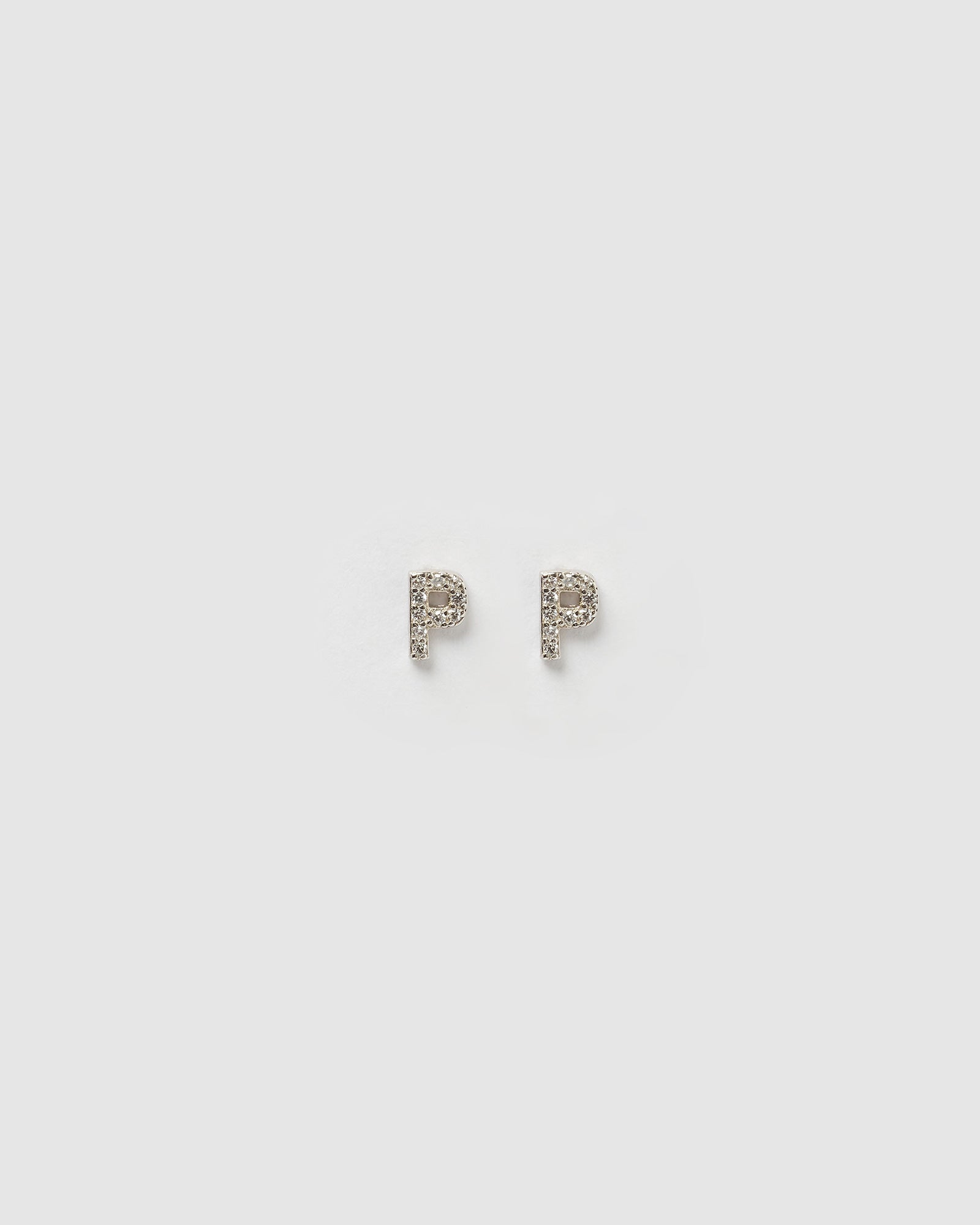 Izoa Silver Alphabet Mini Letter P Stud Earrings - Perfect for Gifts, Initial Jewelry & Everyday Wear