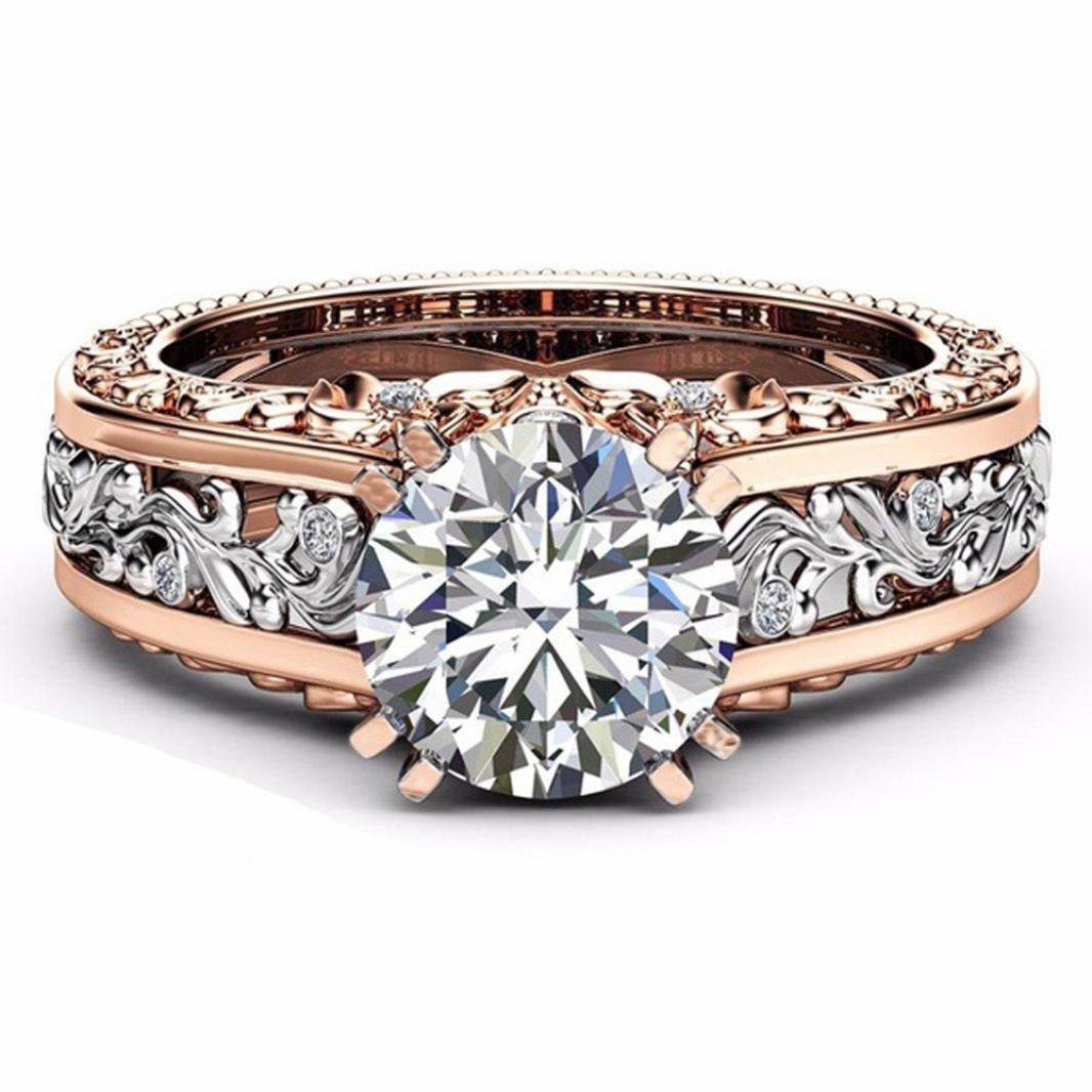 Elegant Floral Wedding Engagement Rings for Women - Color Separation Design, Clearance Sale | Perfect for Bridal, Anniversary, and Special Occasion Gifts