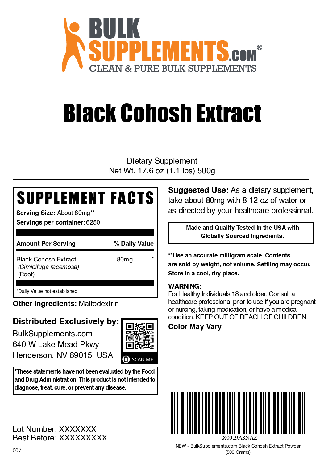 Organic Black Cohosh Root Extract Powder for Women's Health - Supports Menopause Relief, Hormone Balance & Sleep Aid - Natural Herbal Supplement for Hot Flashes & Night Sweats - Perfect for Tea, Capsules & Tinctures