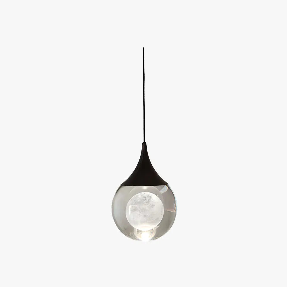 Clear Glass Ball Pendant Light - Modern Single Hanging Fixture for Kitchen Island, Dining Room, or Bedroom Lighting