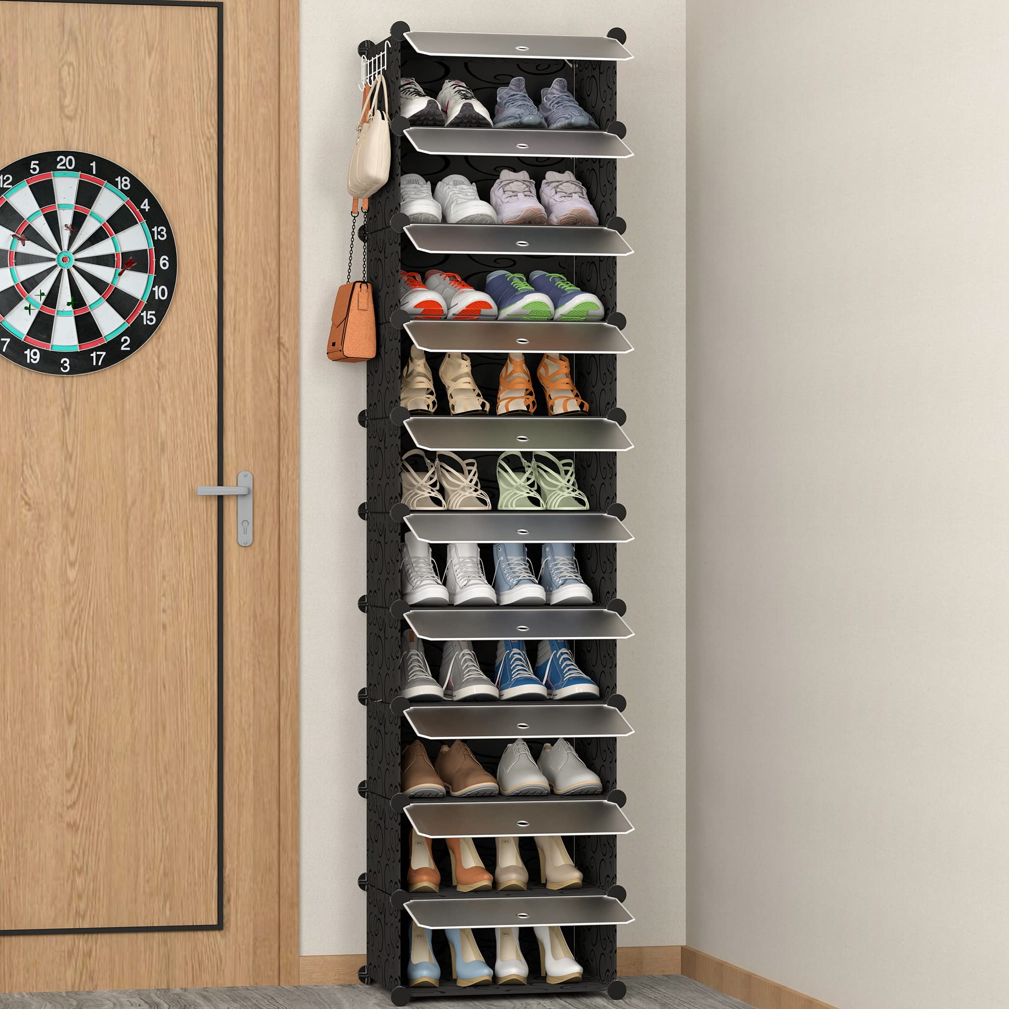 HOMIDEC 10-Tier Shoe Rack Organizer - Space Saving Narrow Shoe Storage Cabinet for 20 Pairs - Perfect for Closet, Entryway, Bedroom & Hallway Organization - Ideal for Small Spaces & Apartment Living
