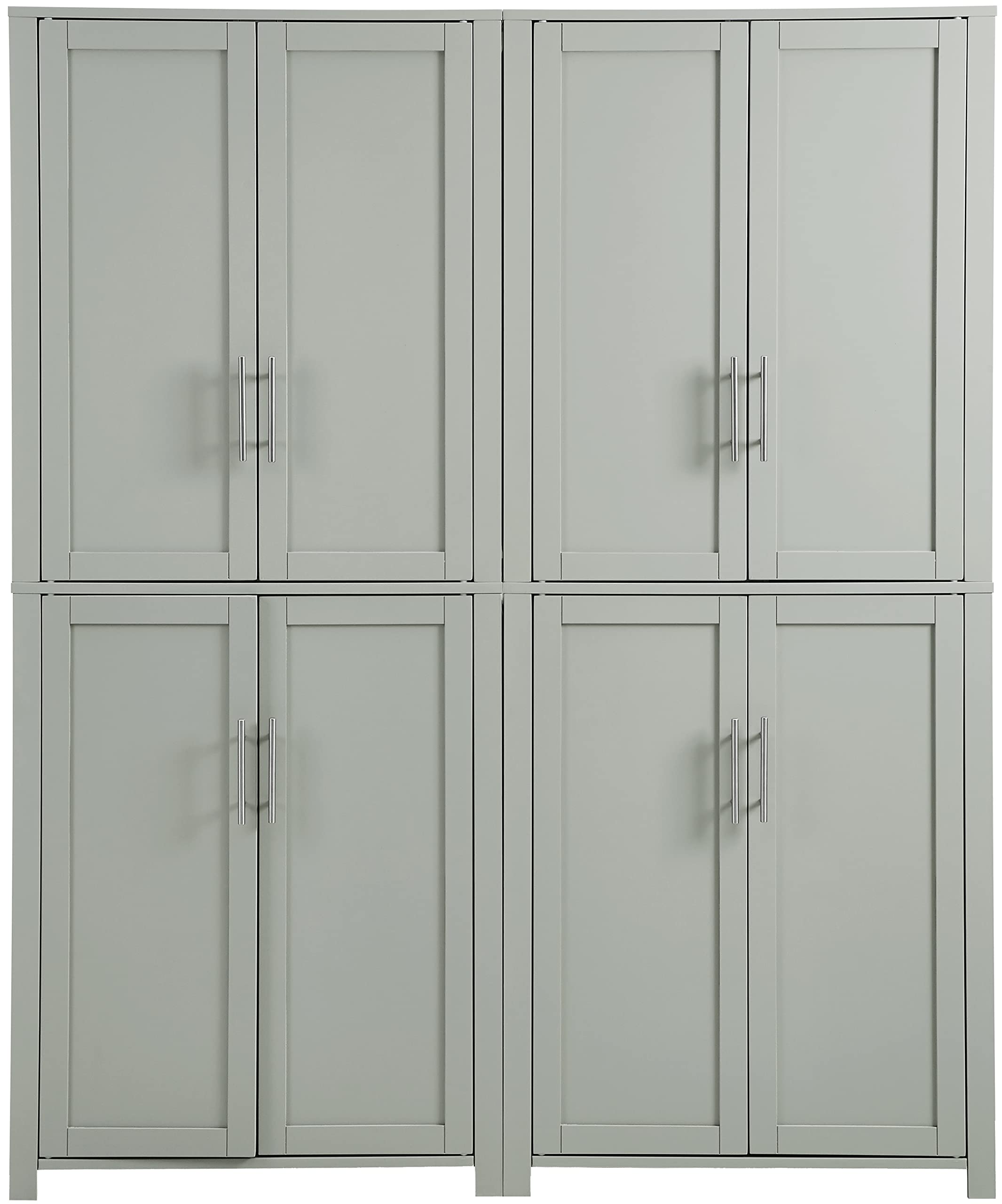 Crosley Furniture Savannah 2-Piece Pantry Storage Cabinet Set with Adjustable Shelves - Gray Kitchen Organizer for Pantry, Dining Room & Laundry Room Storage Solutions | Perfect for Small Space Organization & Home Decluttering