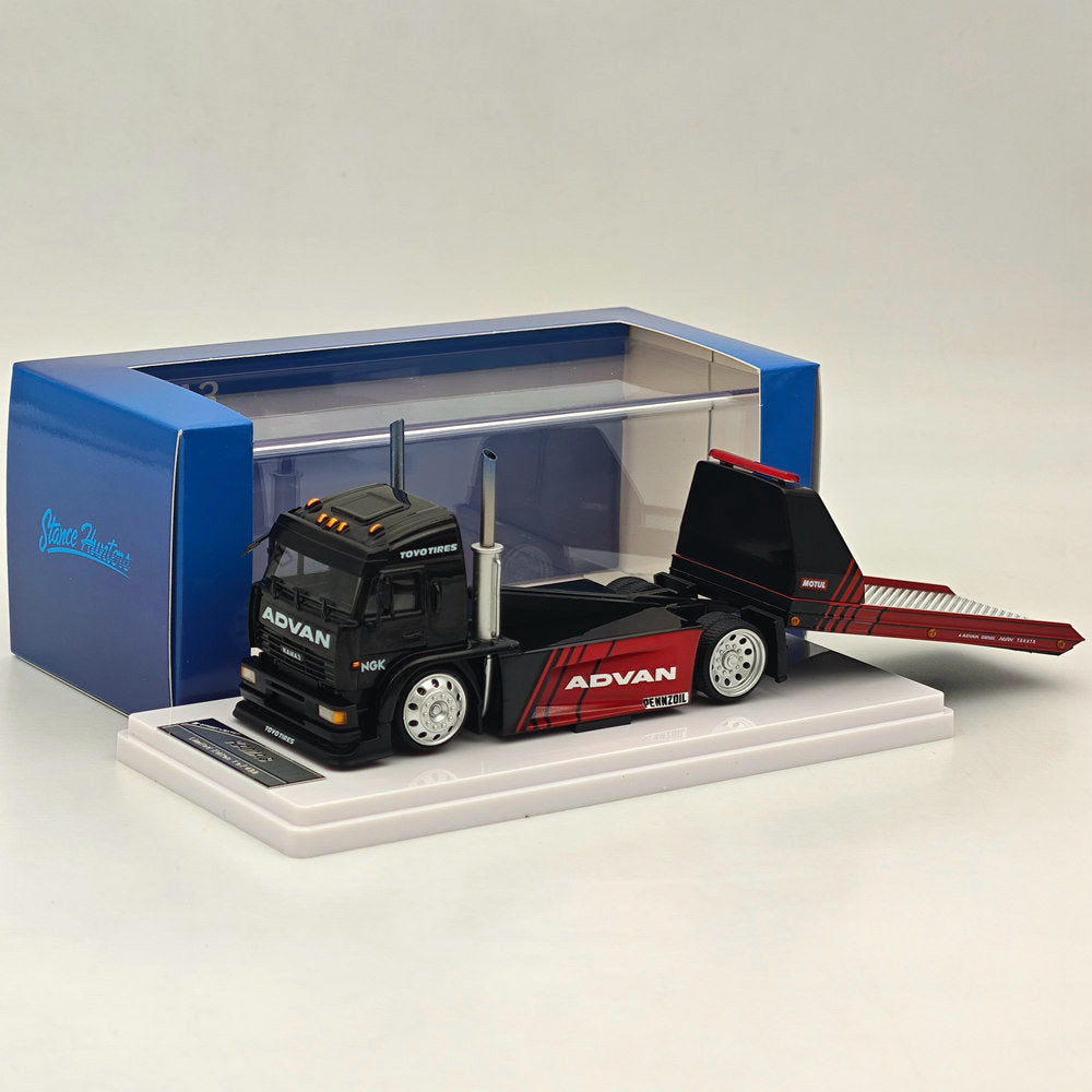 1:64 Scale SH Kamaz Spoon Sports Flatbed Tow Truck Black Diecast Model Car - Limited Edition Collectible for Display, Racing Games & Gift Giving